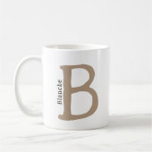 Moderne Brown Monogramme Initiale & Nom Café Mug (Gauche)