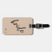 Moderne bruid | Beige + Zwart Script Bagagelabel (Voorkant horizontaal)