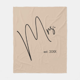 Moderne bruid | Beige + Zwart Script Fleece Deken