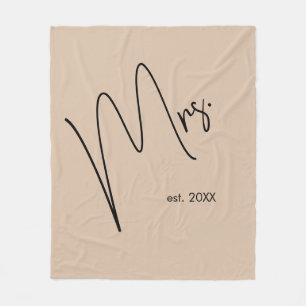 Moderne bruid Beige + Zwart Script Fleece Deken