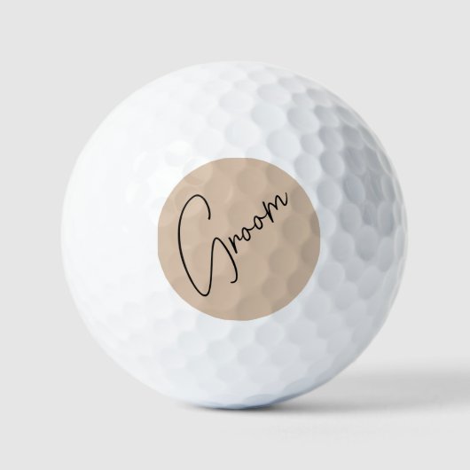 Moderne Bruid | Beige + Zwarte Schrift Golfballen (Voorkant)