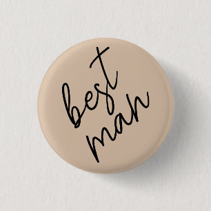 Moderne Bruid Beige + Zwarte Schrift Ronde Button 3,2 Cm