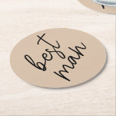 Moderne Bruid | Beige + Zwarte Schrift Ronde Kartonnen Onderzetter (Gebogen)