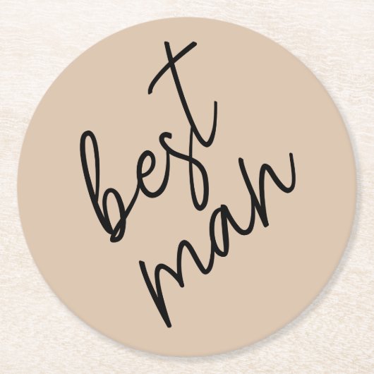 Moderne Bruid | Beige + Zwarte Schrift Ronde Kartonnen Onderzetter (Voorkant)