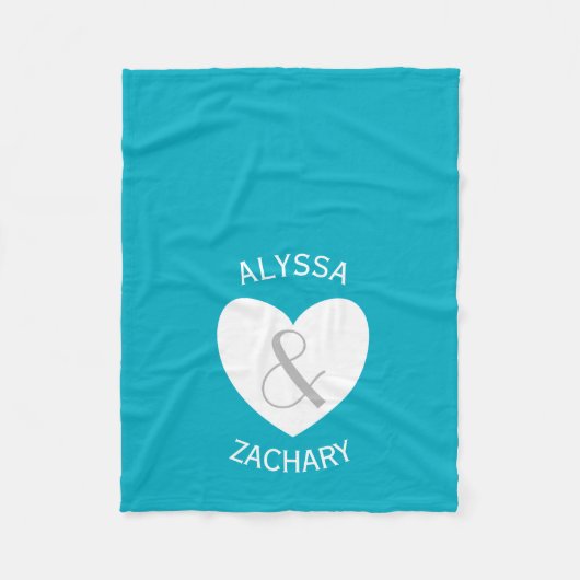 Moderne bruid en bruidegom hart en aangepaste acht fleece deken (Voorkant)