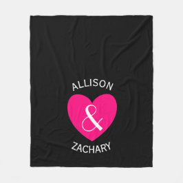 Moderne bruid en bruidegom roze hart z03 fleece deken