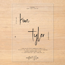 Moderne bruid en bruidegom script namen bruiloft acryl uitnodigingen