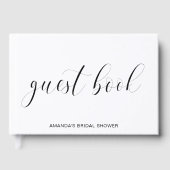 Moderne bruidsdouche in zwart-wit typografie gastenboek (Voorkant)