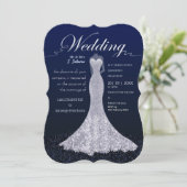 Moderne bruidsjurk bruiloft uitnodiging Briefkaart (Staand voorkant)