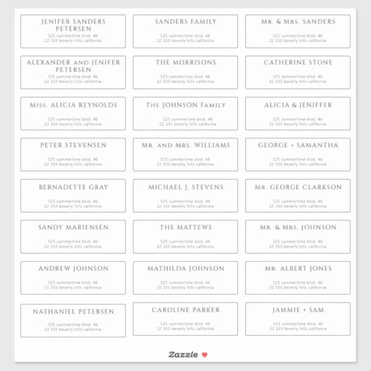 Moderne bruiloft 24 gasten aangepaste adresetikett sticker (Vel)