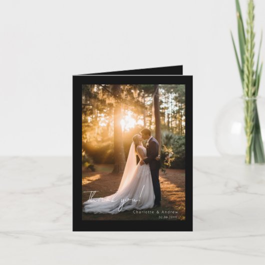 Moderne bruiloft 2 Foto Dank u Kaart (Voorkant)