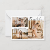 Moderne bruiloft 3 foto's collage dank u QR code Notitiekaartje (Voorkant)