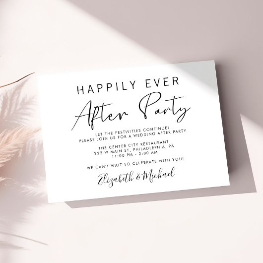 Moderne bruiloft afterparty informatiekaartje