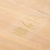 Moderne bruiloft | Arch Invites | Donkergeel Acryl Uitnodigingen (Laagn)