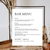 Moderne bruiloft Bar Menu Minimalistische bruiloft Poster