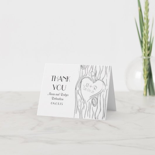 Moderne bruiloft bedankkaart met boom (Voorkant)
