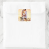 Moderne bruiloft Bedankt Bride Groom Foto B Vierkante Sticker (Tas)
