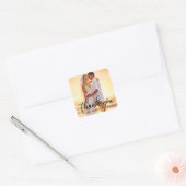 Moderne bruiloft Bedankt Bride Groom Foto B Vierkante Sticker (Envelop)