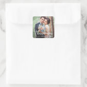 Moderne bruiloft Bedankt Bride Groom Foto Vierkante Sticker (Tas)