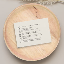Moderne bruiloft Beige Zwart Details Behuizing Kaa Informatiekaartje