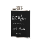 Moderne bruiloft Beste man Zwart Dank je cadeau Heupfles (Links)