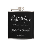 Moderne bruiloft Beste man Zwart Dank je cadeau Heupfles (Voorkant)