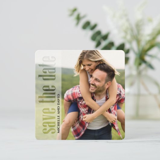 Moderne bruiloft Bewaar de datum Foto Custom Save The Date (Staand voorkant)