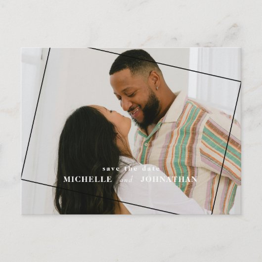 Moderne Bruiloft Bewaar de Datum Foto QR Code Briefkaart (Voorkant)