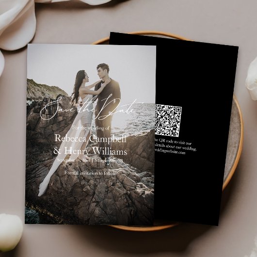 Moderne bruiloft Bewaar de datum uitnodiging met f