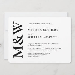 Moderne bruiloft Bold Zwart-wit Kaart