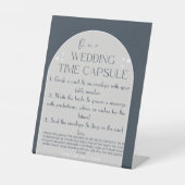 Moderne bruiloft Capsule Pedestal Sign Custom Reclamebord Met Voetstuk (Voorkant)