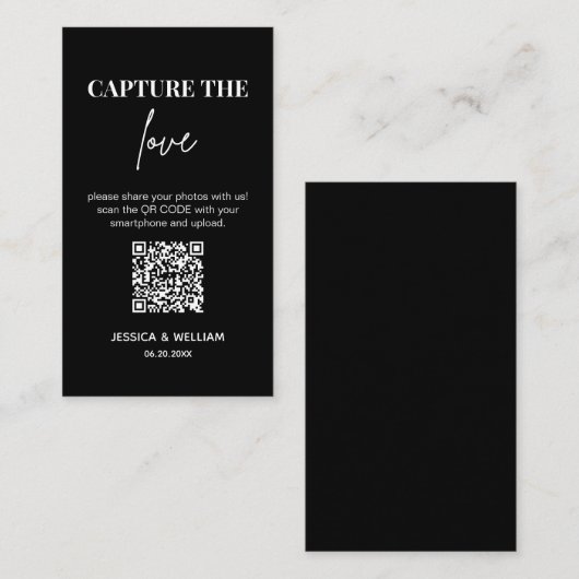 Moderne bruiloft Capture de liefde Qr Code Informatiekaartje (Voorkant / Achterkant)