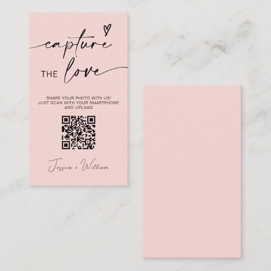 Moderne bruiloft Capture de liefde Qr Code Informatiekaartje (Voorkant / Achterkant)