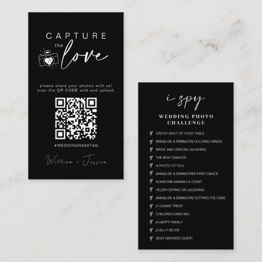 Moderne bruiloft Capture de liefde Qr Code Informatiekaartje (Voorkant / Achterkant)