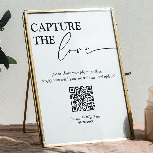 Moderne bruiloft Capture The Love QR Code Sign Poster