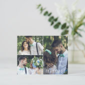 Moderne bruiloft Dank je drie foto Briefkaart (Staand voorkant)