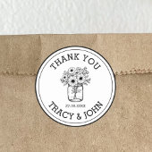Moderne bruiloft dank u Mason Jar Flowers Custom Ronde Sticker