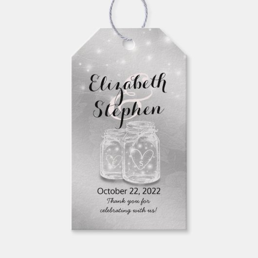 Moderne bruiloft Dank u Mason Jars String Lights Cadeaulabel (Voorkant)