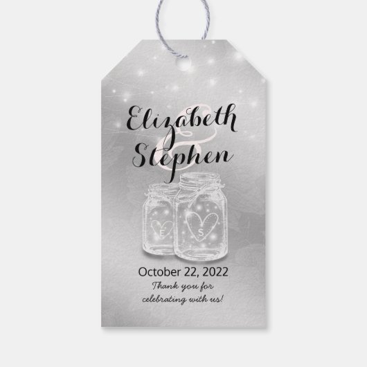 Moderne bruiloft Dank u Mason Jars String Lights Cadeaulabel (Achterkant)