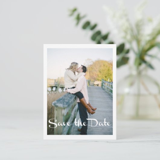 Moderne bruiloft, datum opslaan, foto aankondigingskaart (Staand voorkant)