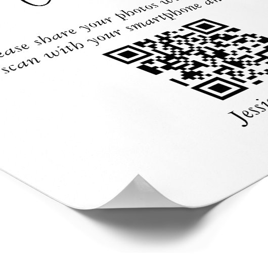 Moderne bruiloft delen de liefde QR code teken Poster (Hoek)