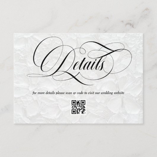 Moderne bruiloft details QR-code Informatiekaartje (Voorkant)