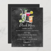 Moderne bruiloft drink menu cocktails illustratie  (Voorkant / Achterkant)