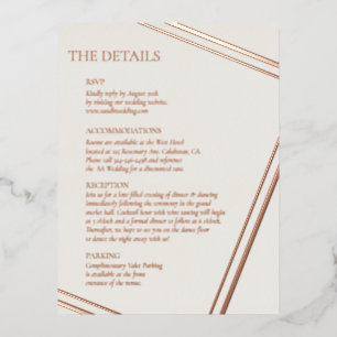 Moderne Bruiloft Echte Folie Details Kaart