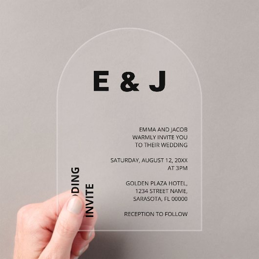 Moderne bruiloft eenvoudige vet acryl uitnodiging acryl uitnodigingen (Insitu (Draagbaar))