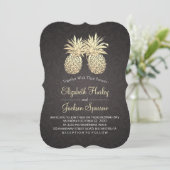 Moderne bruiloft Elegant Black Gold Pineapple Coup Kaart (Staand voorkant)
