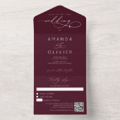 Moderne bruiloft Elegante Chic Calligrafie Bourgog All In One Uitnodiging (Binnen)