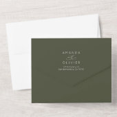 Moderne bruiloft Elegante Chic Calligraphy Donkerg All In One Uitnodiging (Achterkant)