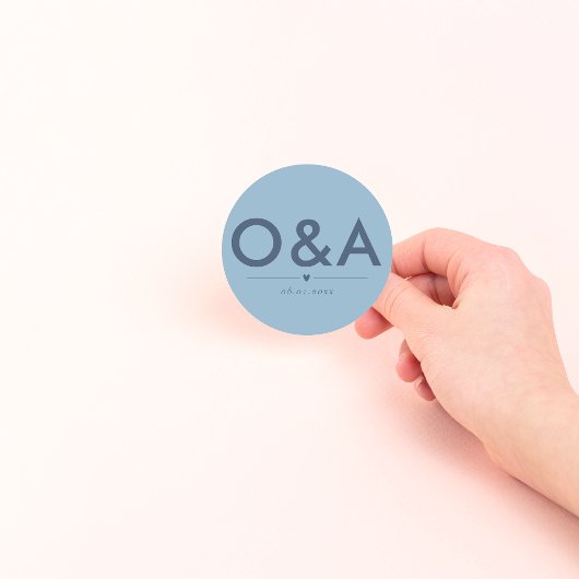 Moderne bruiloft envelop monogram | Licht blauw Ronde Sticker