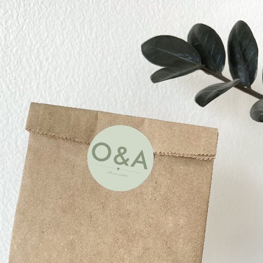 Moderne bruiloft envelop monogram | lichtwijze ronde sticker